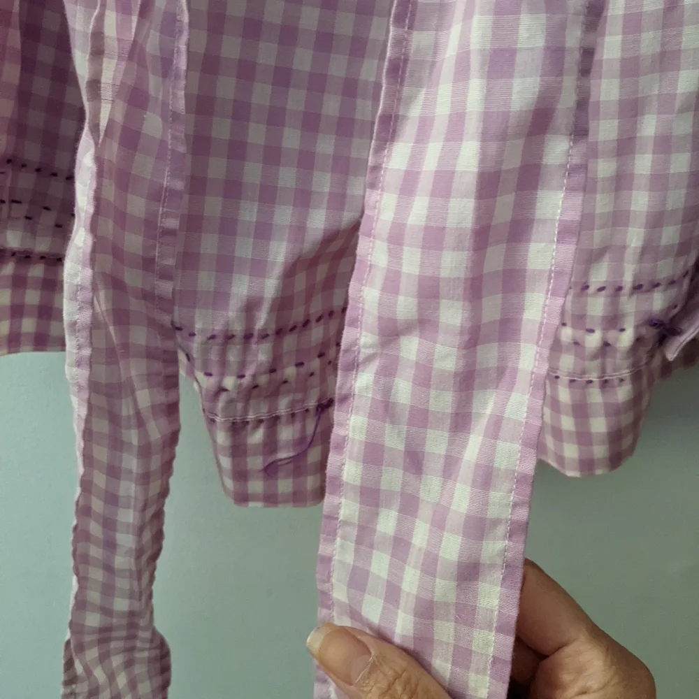 Vtg Purple Gingham Apron with Embroidery and Rick Rack 17